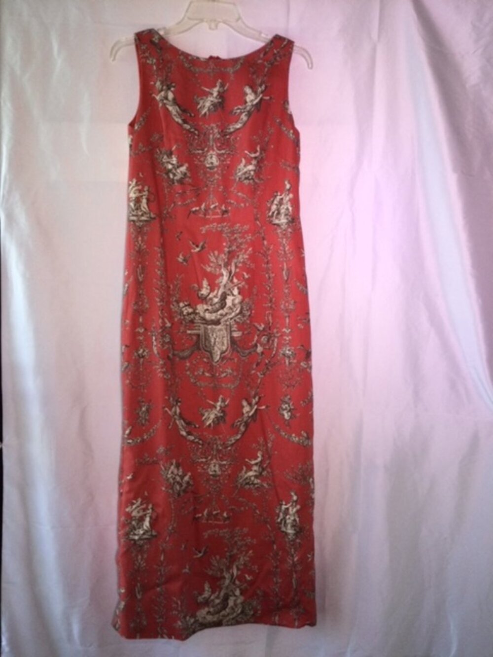 Positive Attitude 100% Rayon Toile/Baroque Print Maxi Dress Terracotta